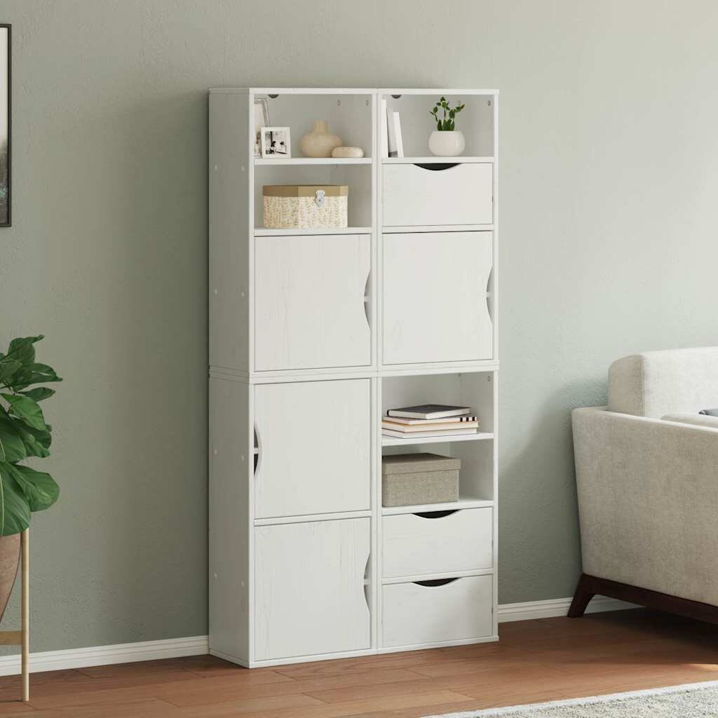 vidaXL Странични шкафове 4 бр. ODDA Бял 40x24x79 cm борово дърво масив