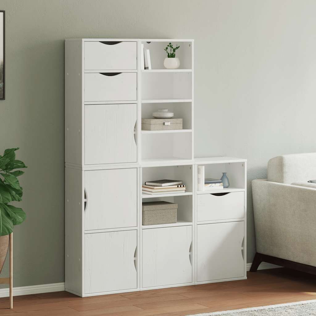 vidaXL Странични шкафове 5 бр. ODDA Бял 40x24x79 cm борово дърво масив