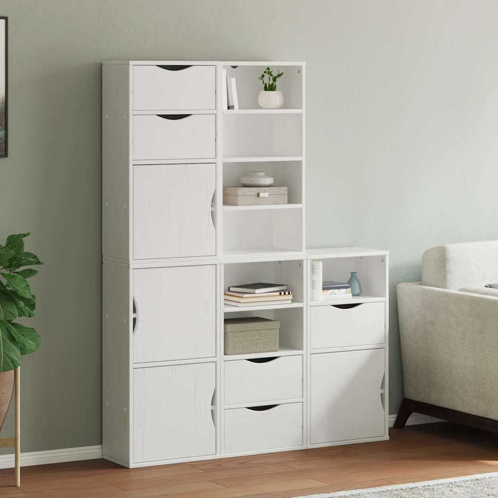 vidaXL Странични шкафове 5 бр. ODDA Бял 40x24x79 cm борово дърво масив