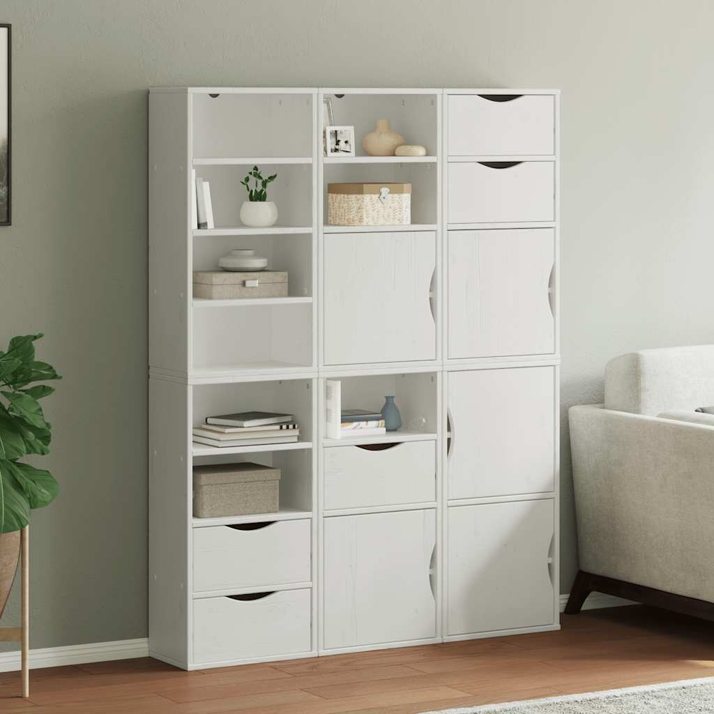 vidaXL Странични шкафове 6 бр. ODDA Бял 40x24x79 cm борово дърво масив