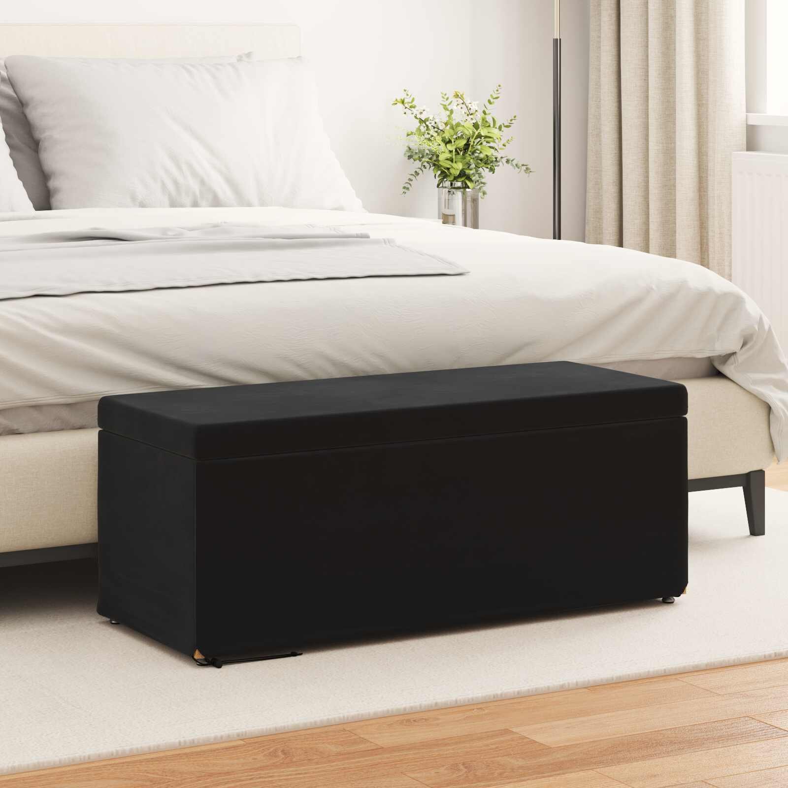 vidaXL Стук Черно 101 x 41 x 40 см Кадифе и инженерна дървесина