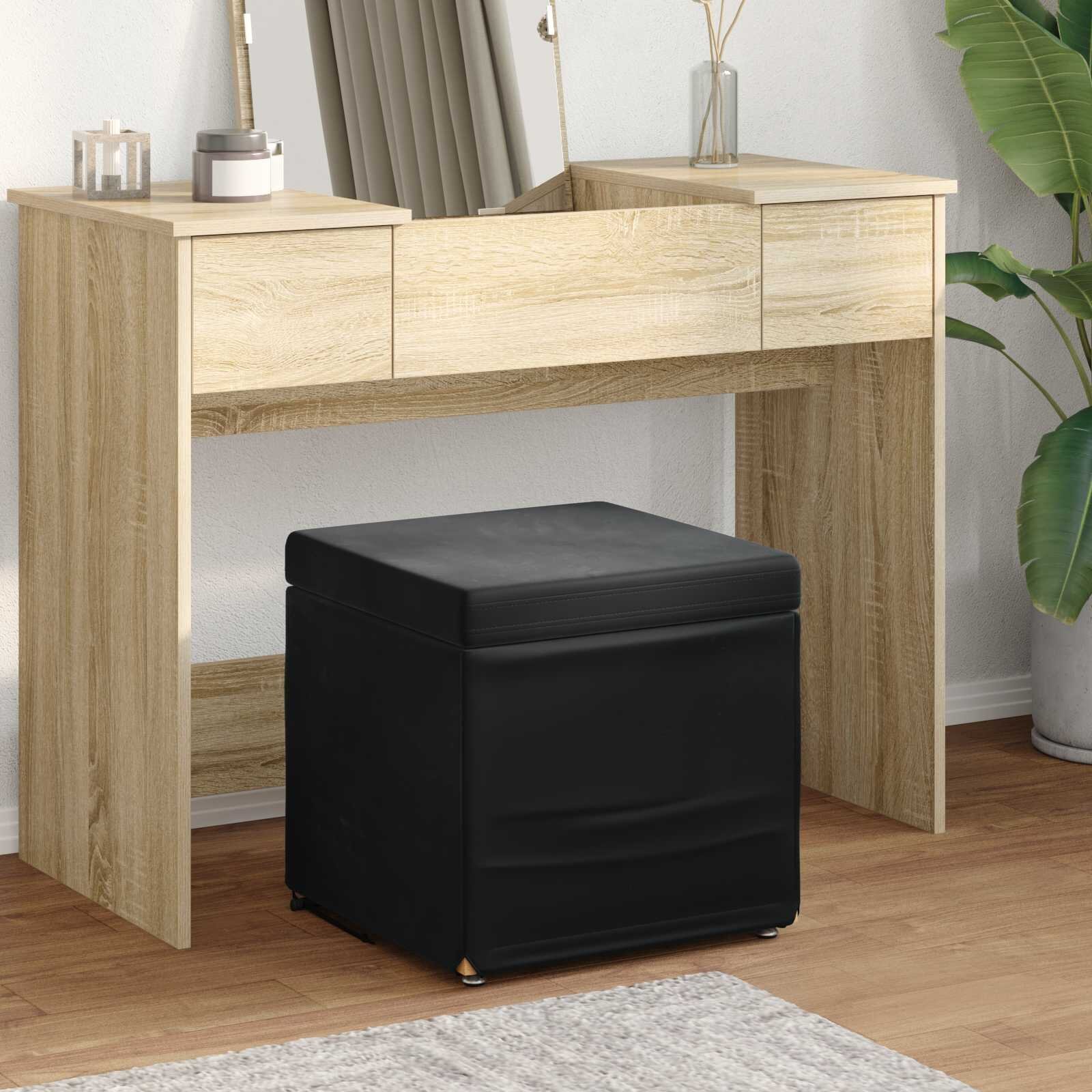 vidaXL Стук Черно 41 x 41 x 40 см Кадифе и инженерна дървесина