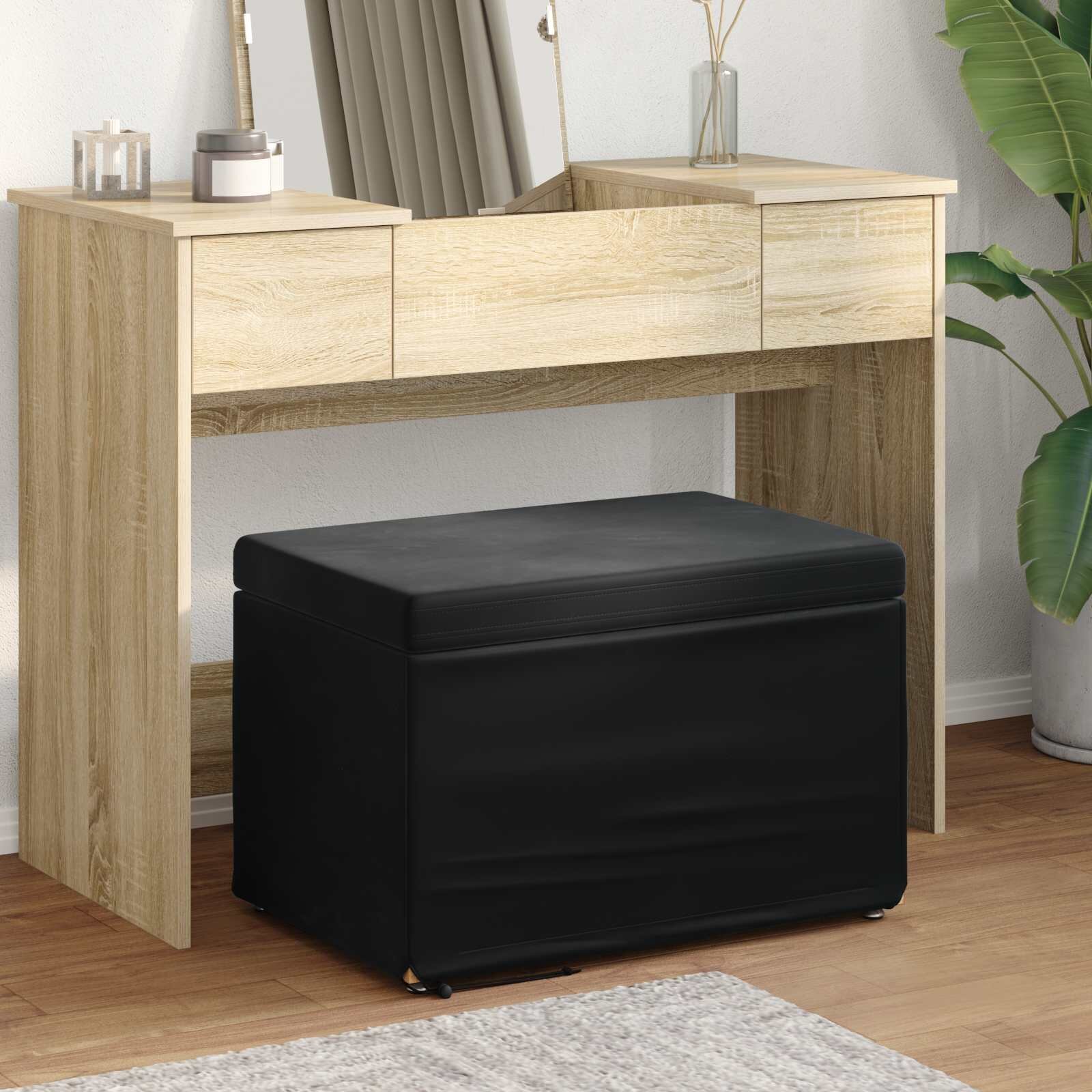 vidaXL Стук Черно 61 x 41 x 40 см Кадифе и инженерна дървесина