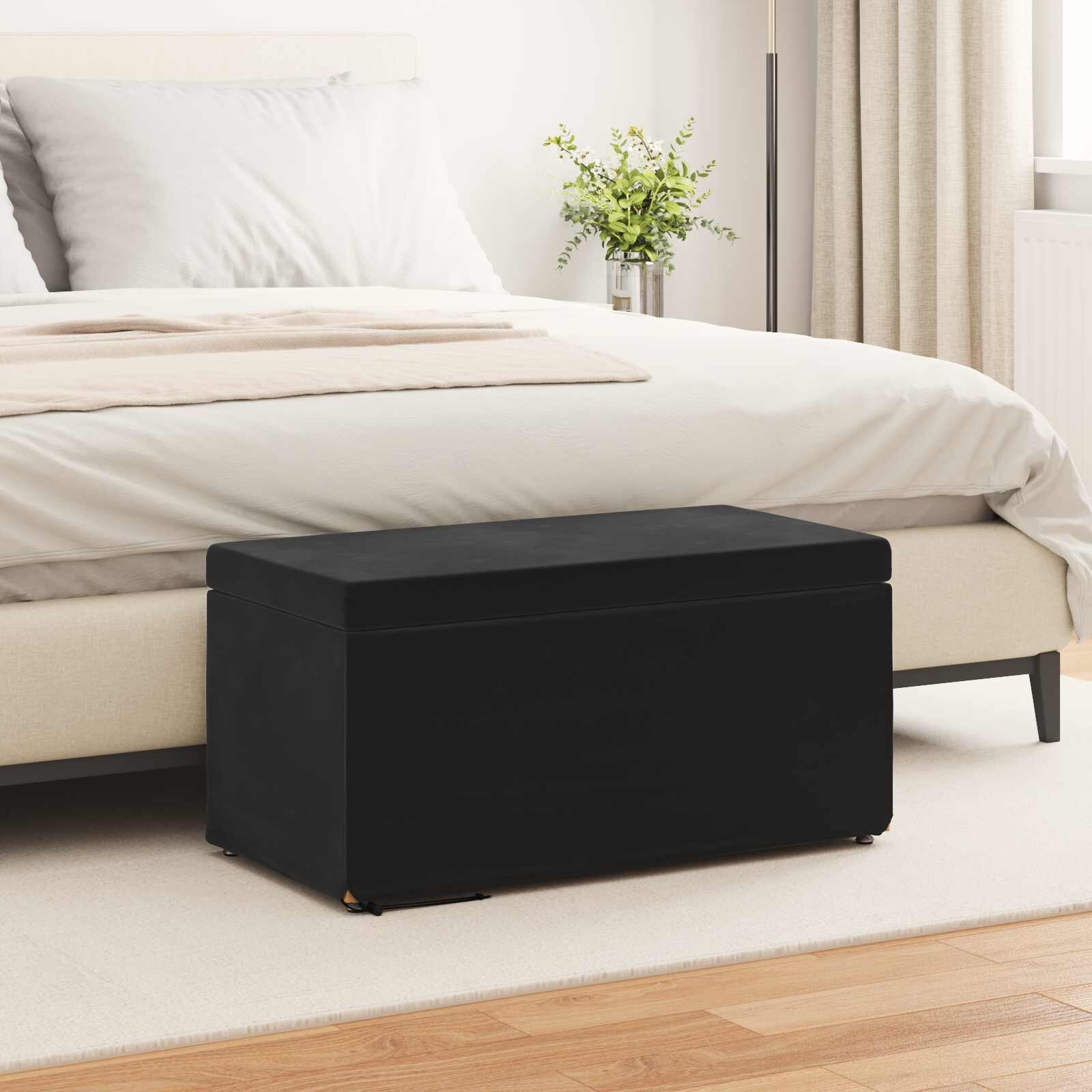 vidaXL Стук Черно 81 x 41 x 40 cm Кадифе и инженерна дървесина