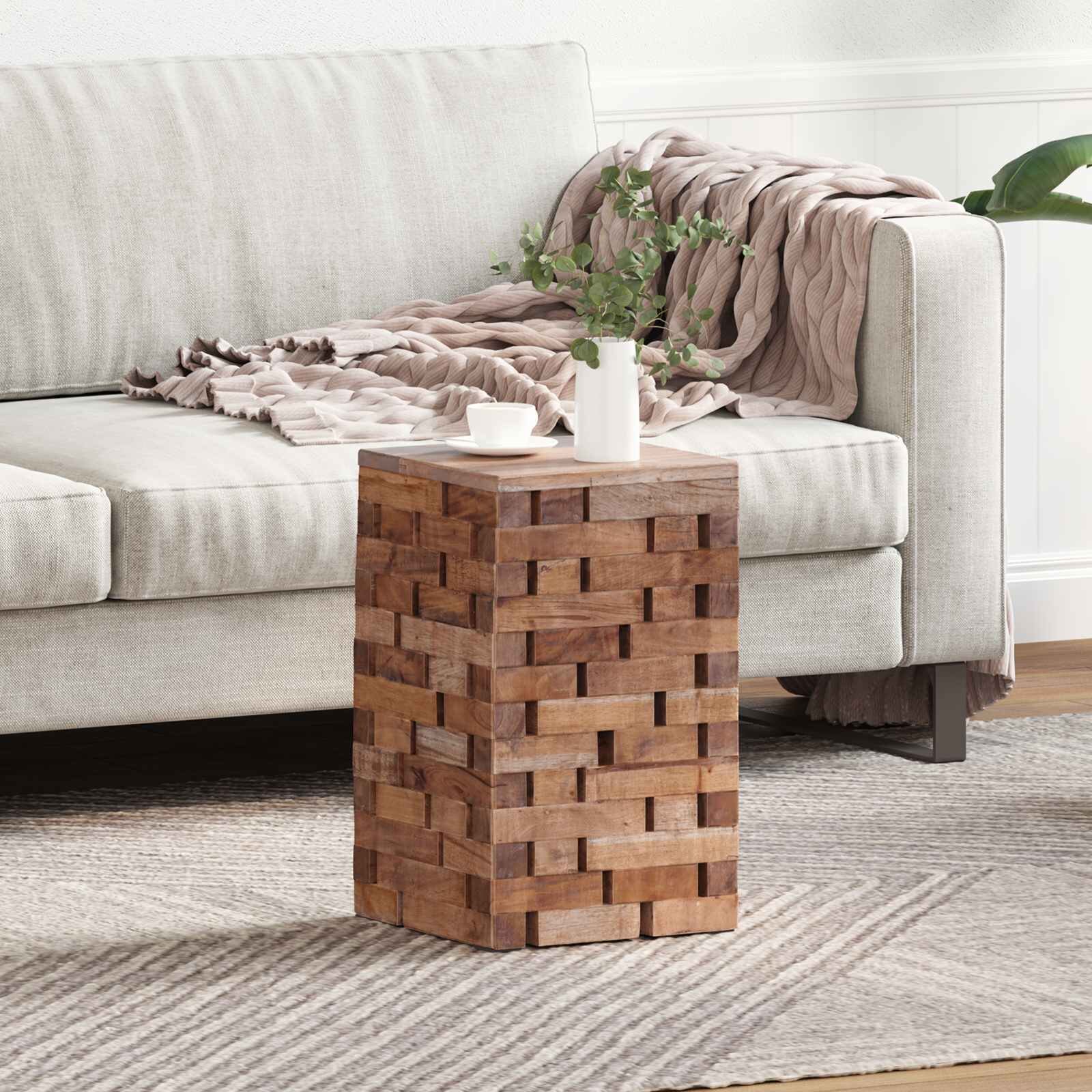 vidaXL Стук Естествен 29 x 29 x 48 см Масивна регенерирана дървесина