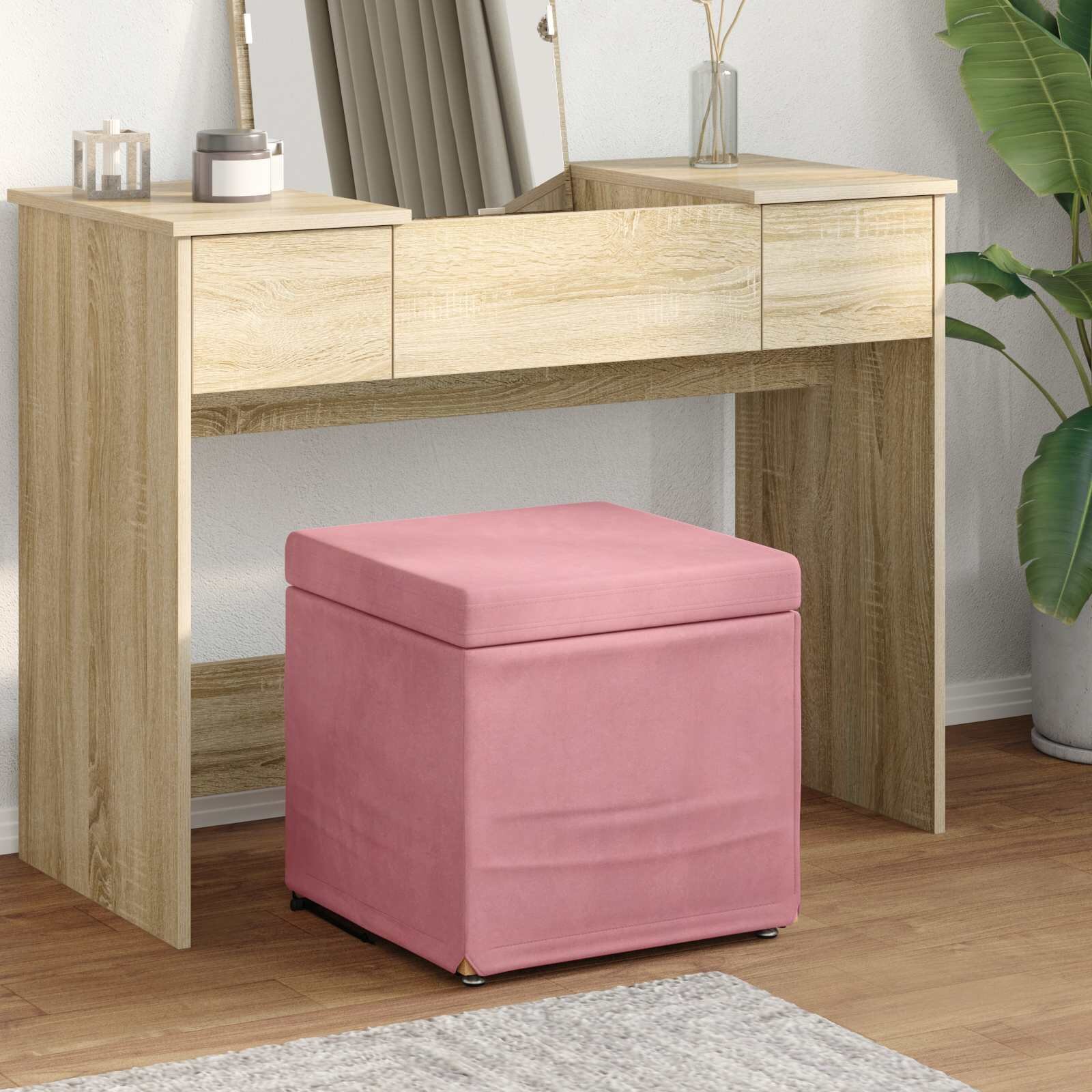 vidaXL Стук Розово 41 x 41 x 40 см Кадифе и инженерна дървесина