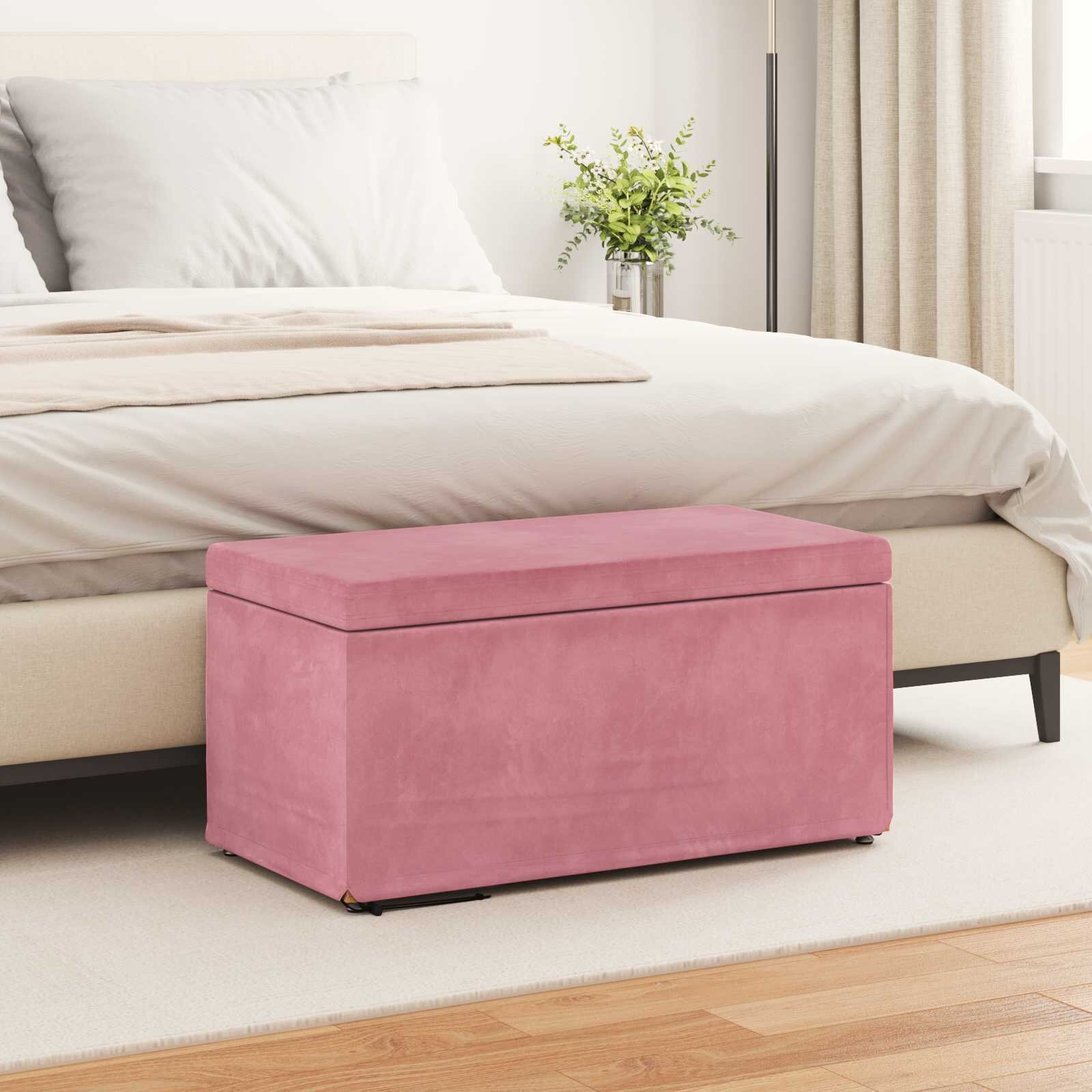 vidaXL Стук Розово 81 x 41 x 40 cm Кадифе и инженерна дървесина
