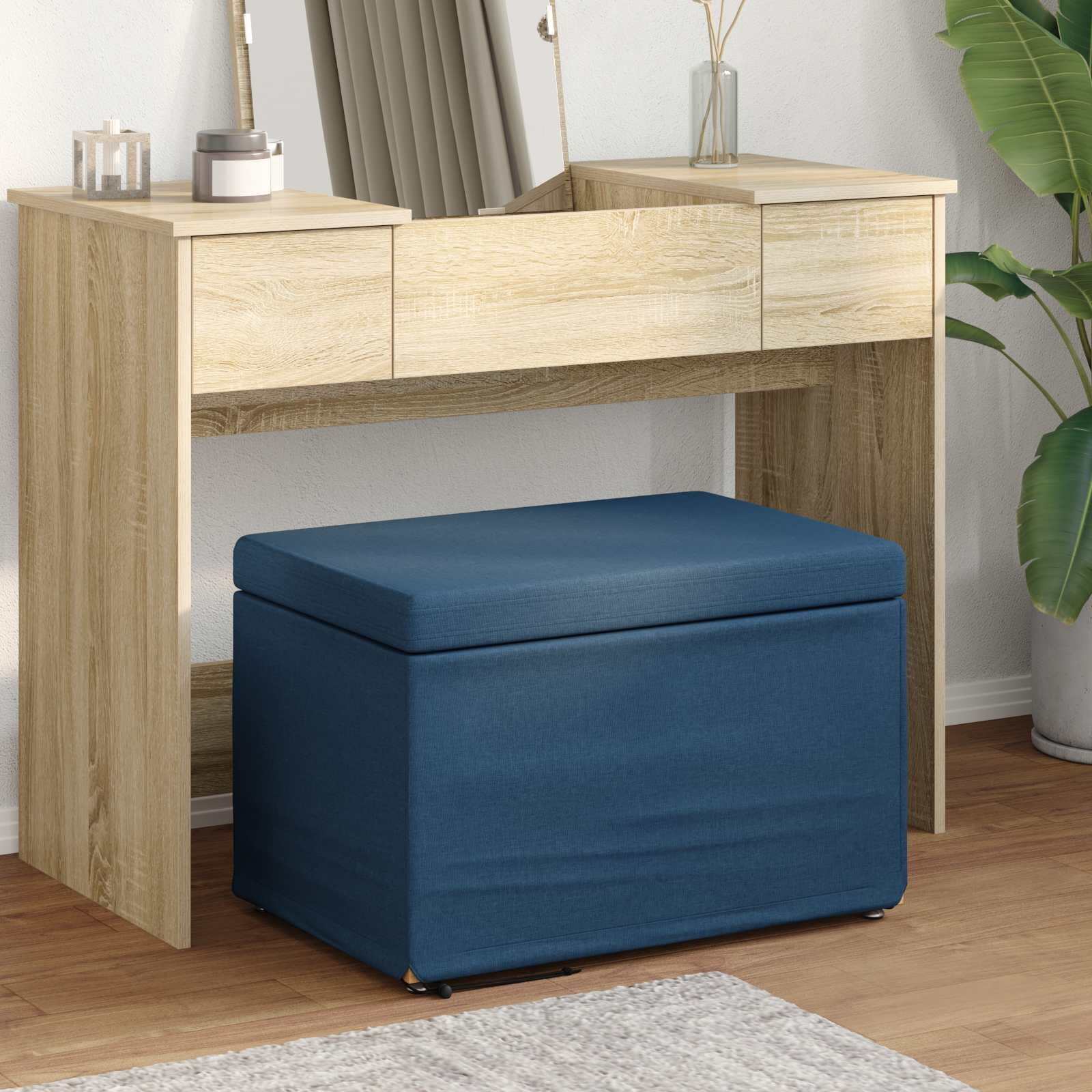 vidaXL Стук Синьо 61 x 41 x 40 см Текстил и конструирано дърво