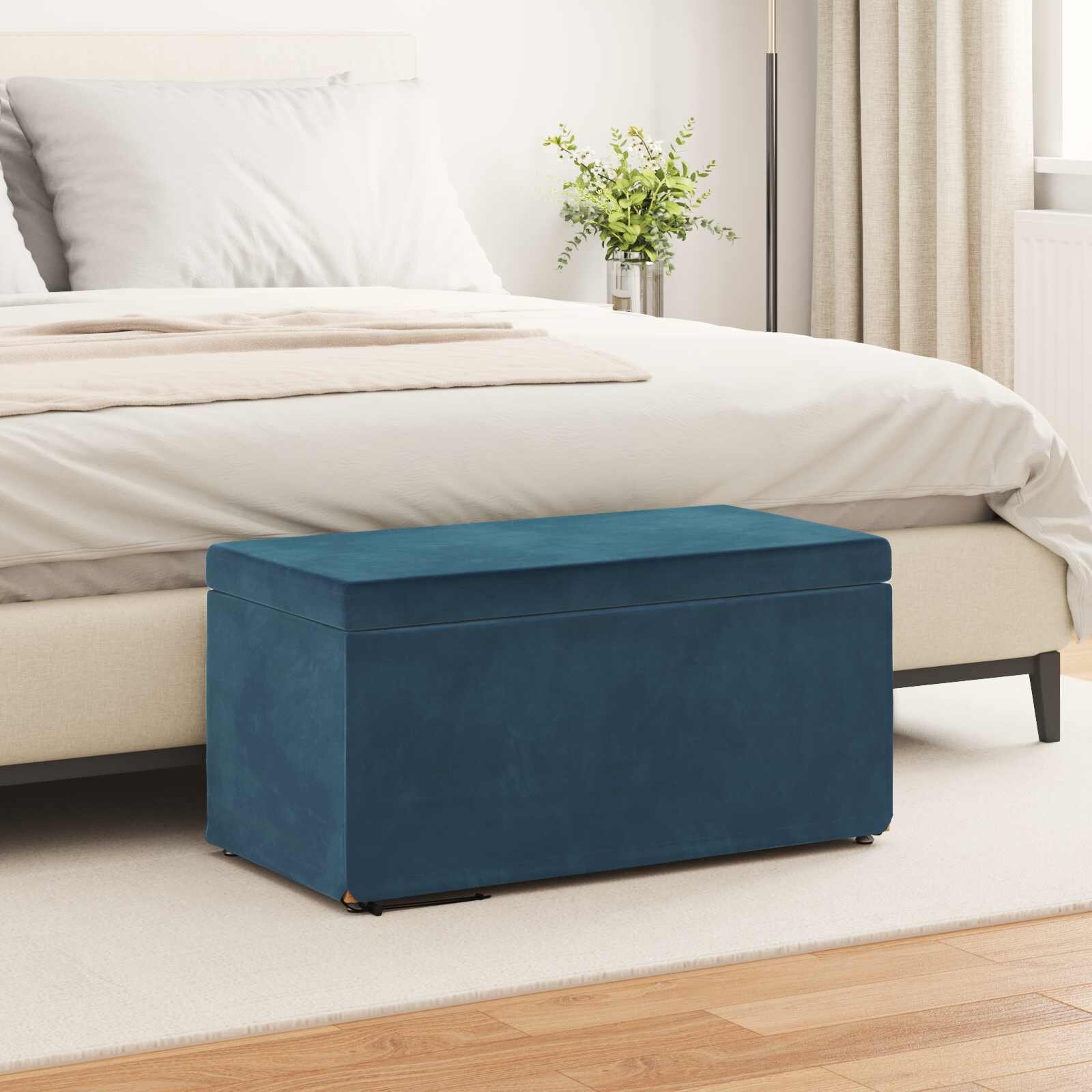 vidaXL Стук Синьо 81 x 41 x 40 cm Кадифе и инженерна дървесина