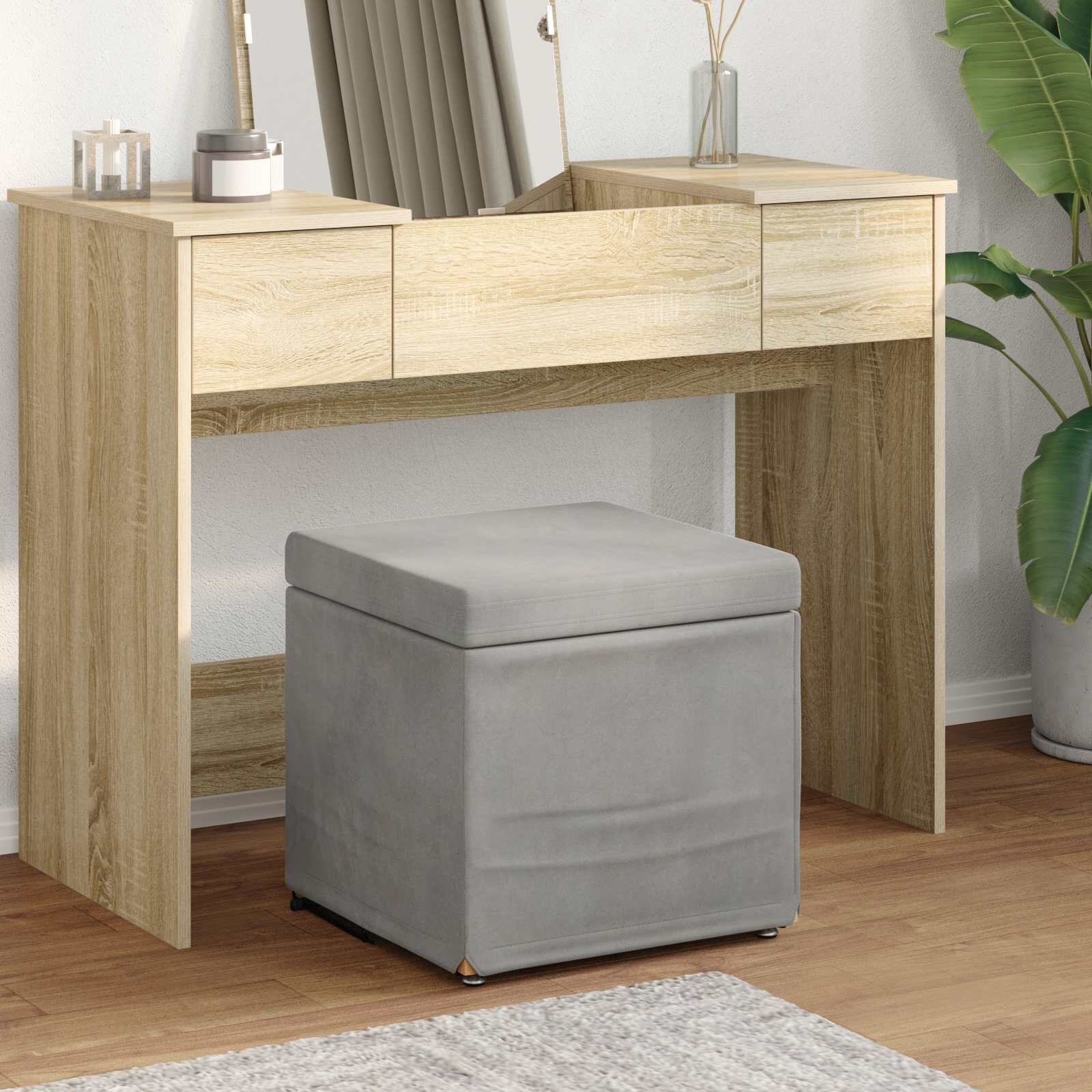 vidaXL Стук Светлосиво 41 x 41 x 40 см Кадифе и инженерна дървесина