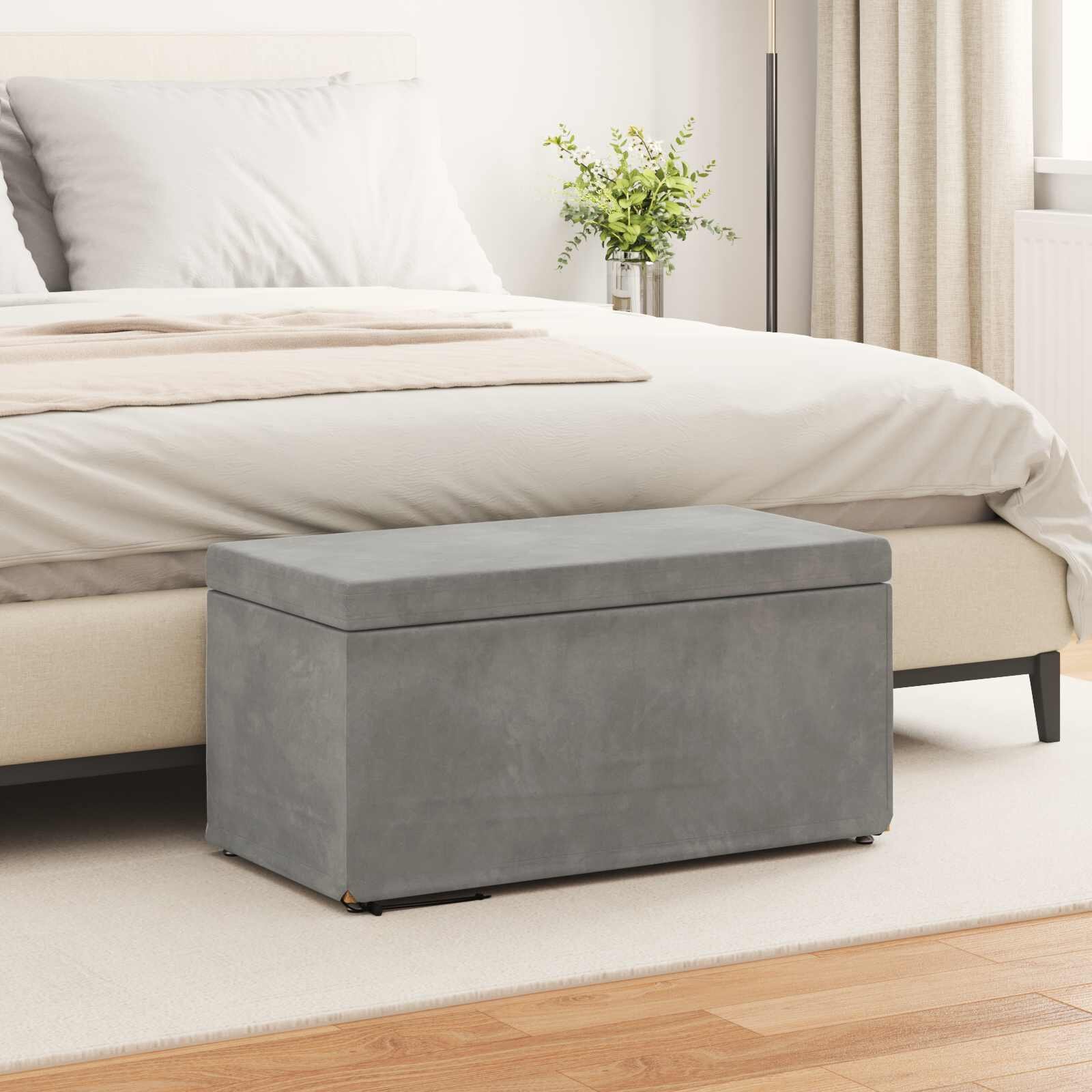 vidaXL Стук Светлосиво 81 x 41 x 40 cm Кадифе и инженерна дървесина