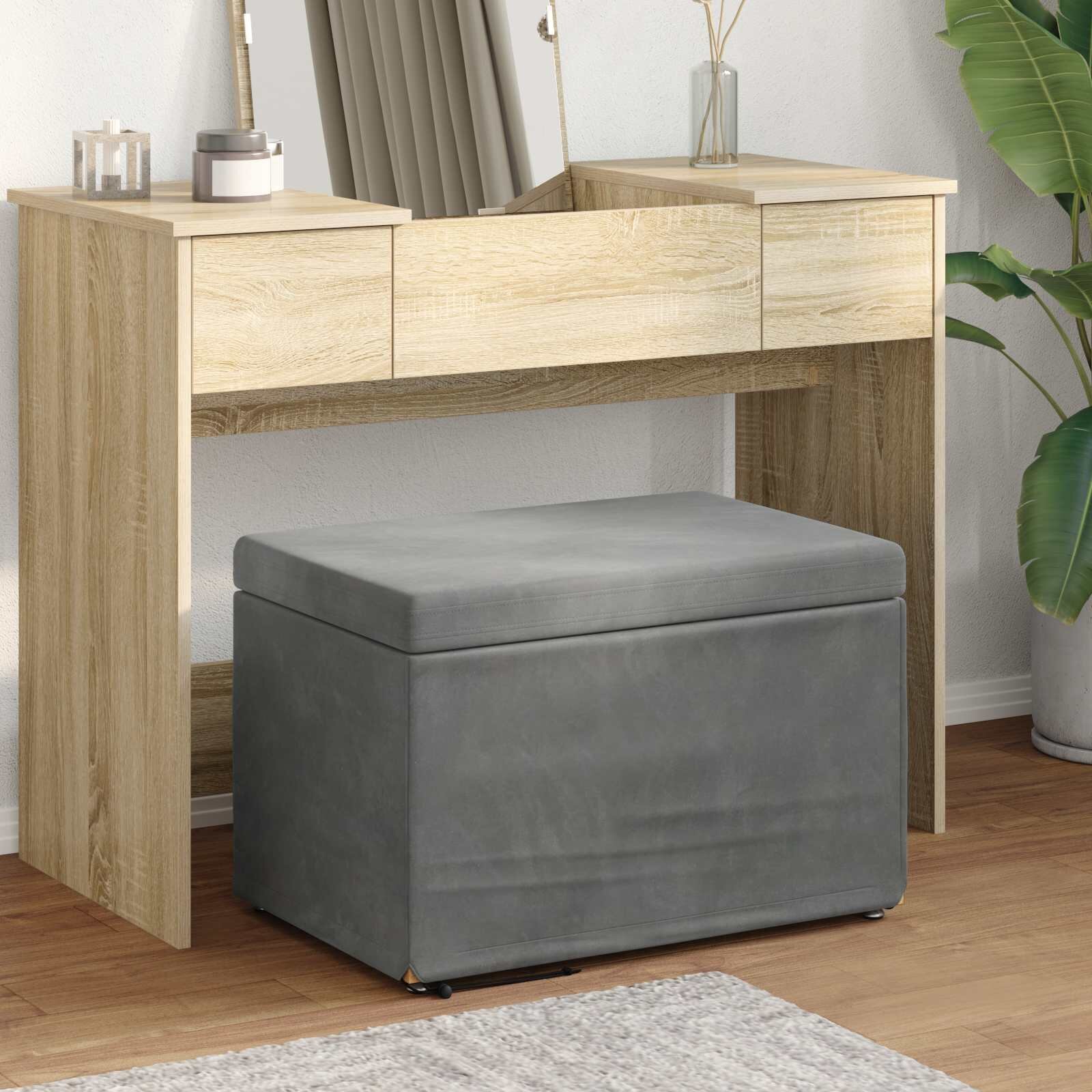 vidaXL Стук Тъмен сив 61 x 41 x 40 см Кадифе и инженерна дървесина