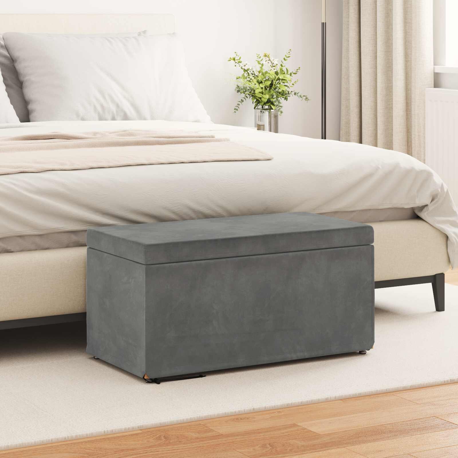 vidaXL Стук Тъмен сив 81 x 41 x 40 cm Кадифе и инженерна дървесина
