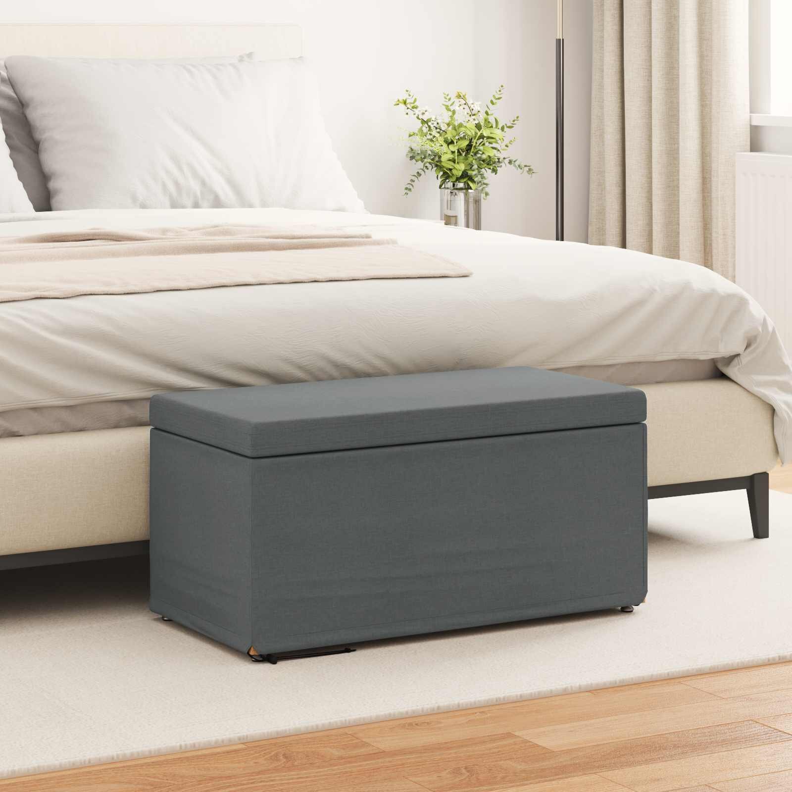vidaXL Стук Тъмен сив 81 x 41 x 40 cm Текстил и конструирано дърво