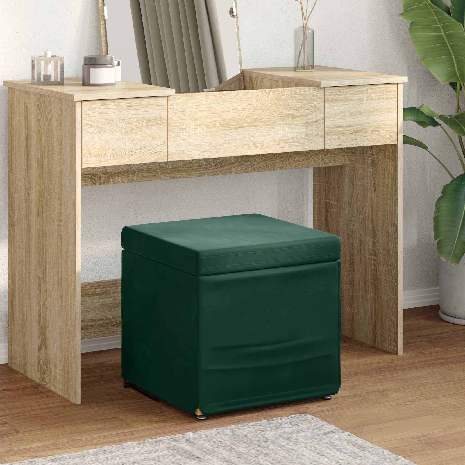 vidaXL Стук Тъмен зелен 41 x 41 x 40 см Кадифе и инженерна дървесина