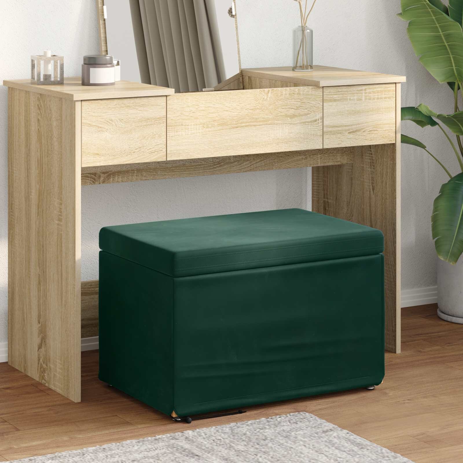 vidaXL Стук Тъмен зелен 61 x 41 x 40 см Кадифе и инженерна дървесина