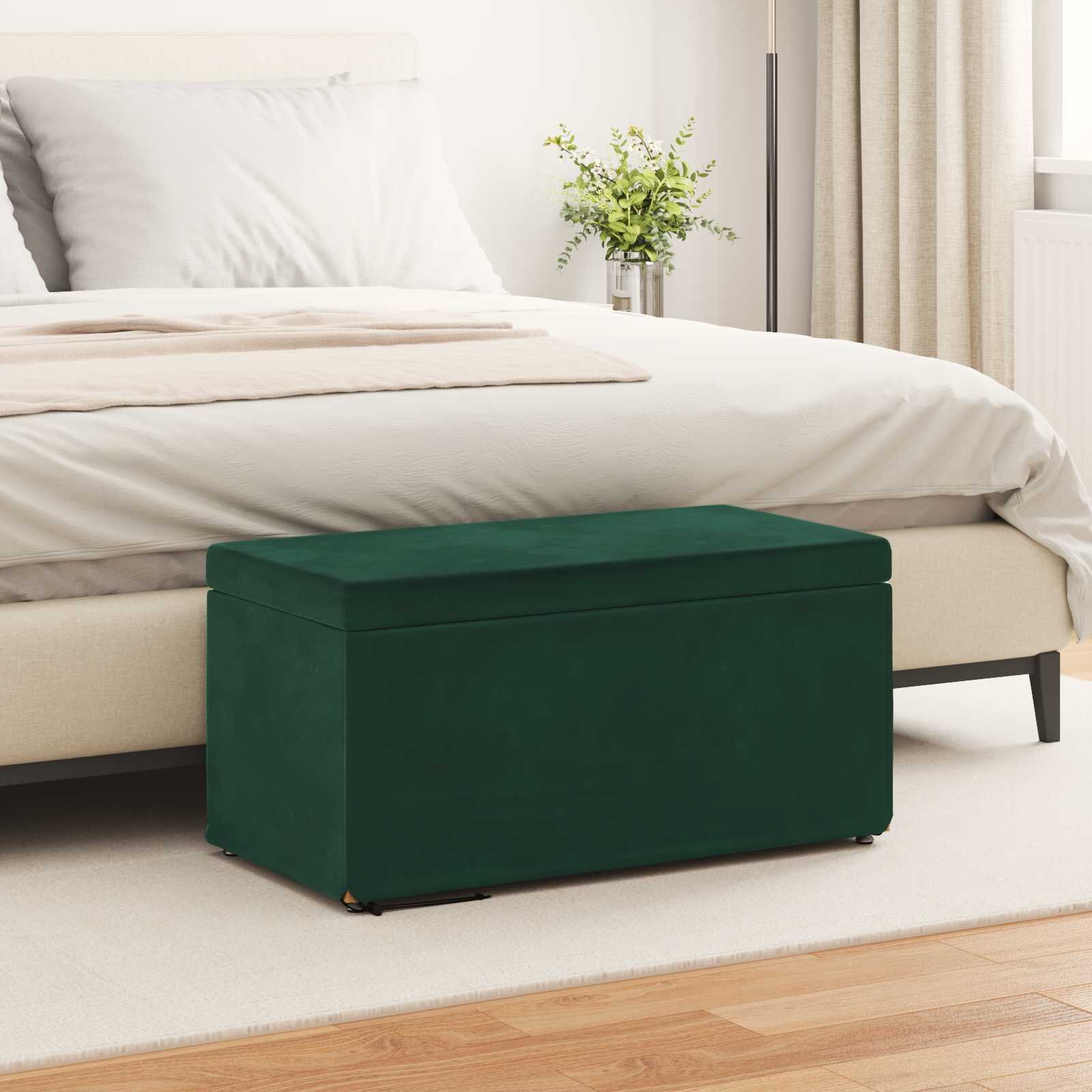 vidaXL Стук Тъмен зелен 81 x 41 x 40 cm Кадифе и инженерна дървесина