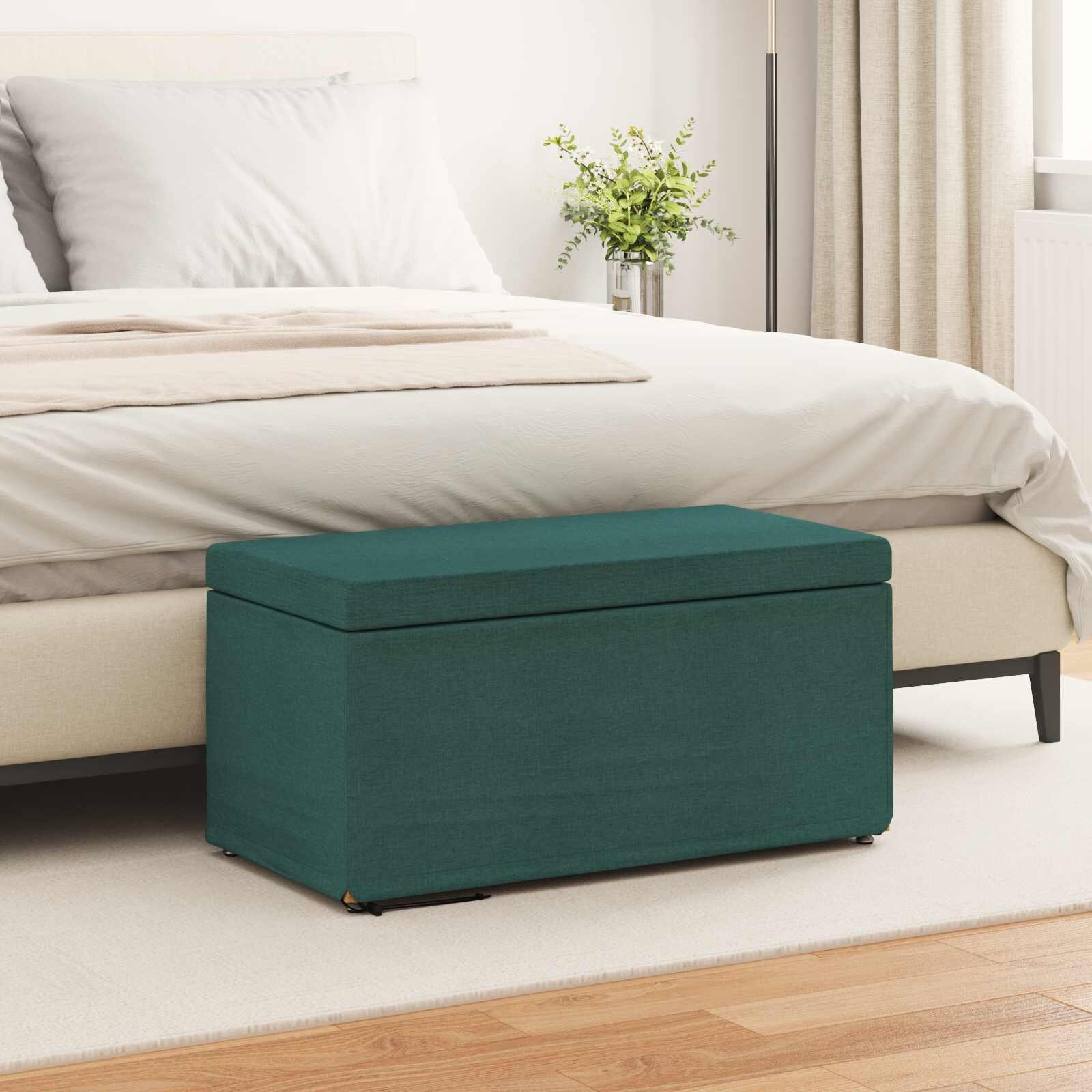 vidaXL Стук Тъмен зелен 81 x 41 x 40 cm Текстил и конструирано дърво