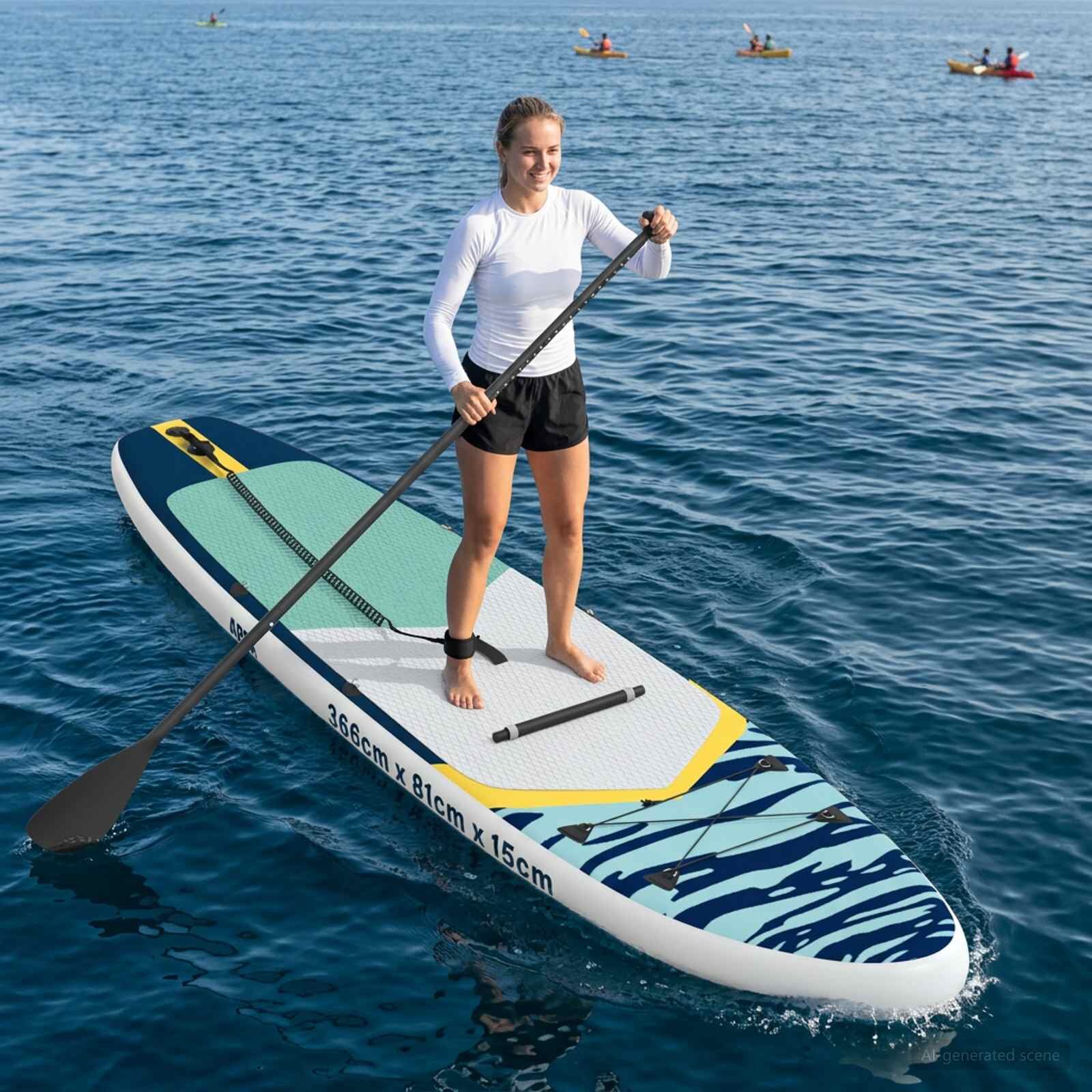 vidaXL SUP дъска с място 2 в 1 APEX 366 x 81 x 15 см Синьо