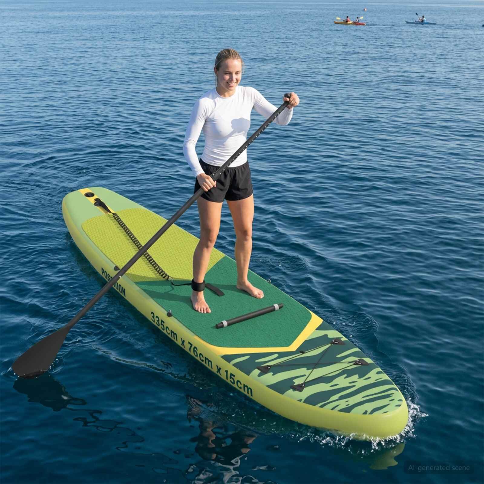 vidaXL SUP дъска с седалка 2 в 1 POSEIDON 335 x 76 x 15 см Зелено