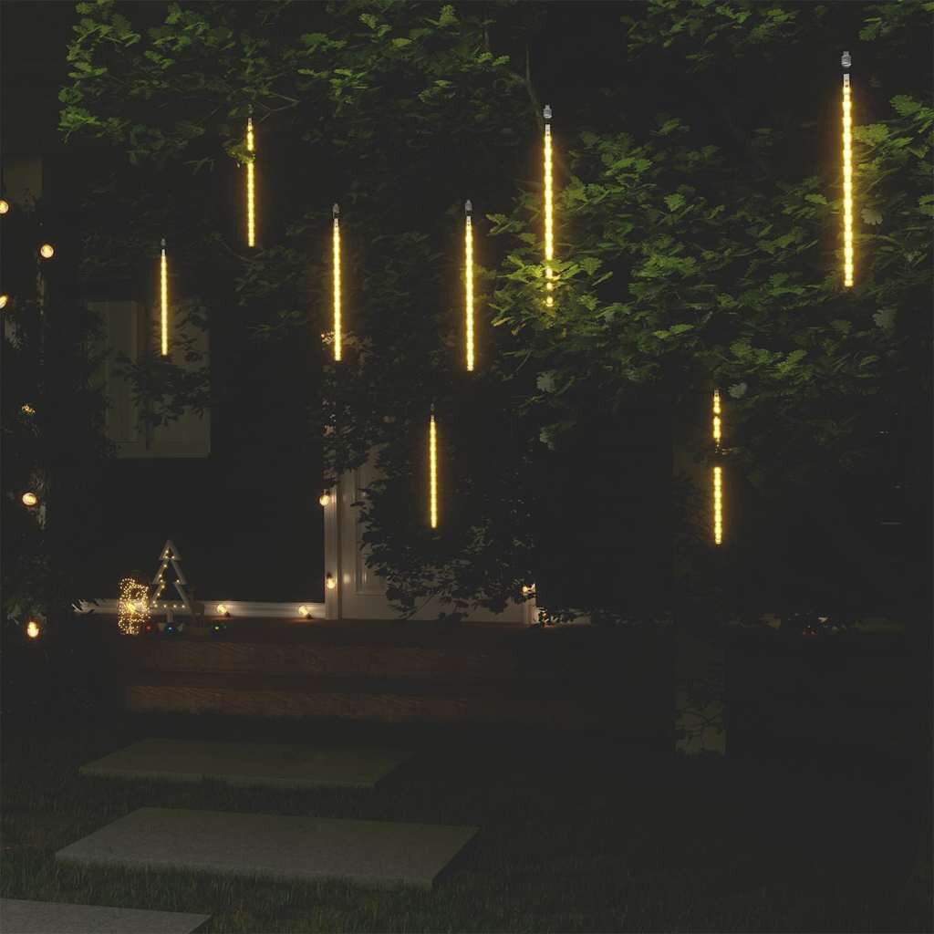 vidaXL Светещи метеори 8 бр 30 см топло бяло 192 LED закрито/открито