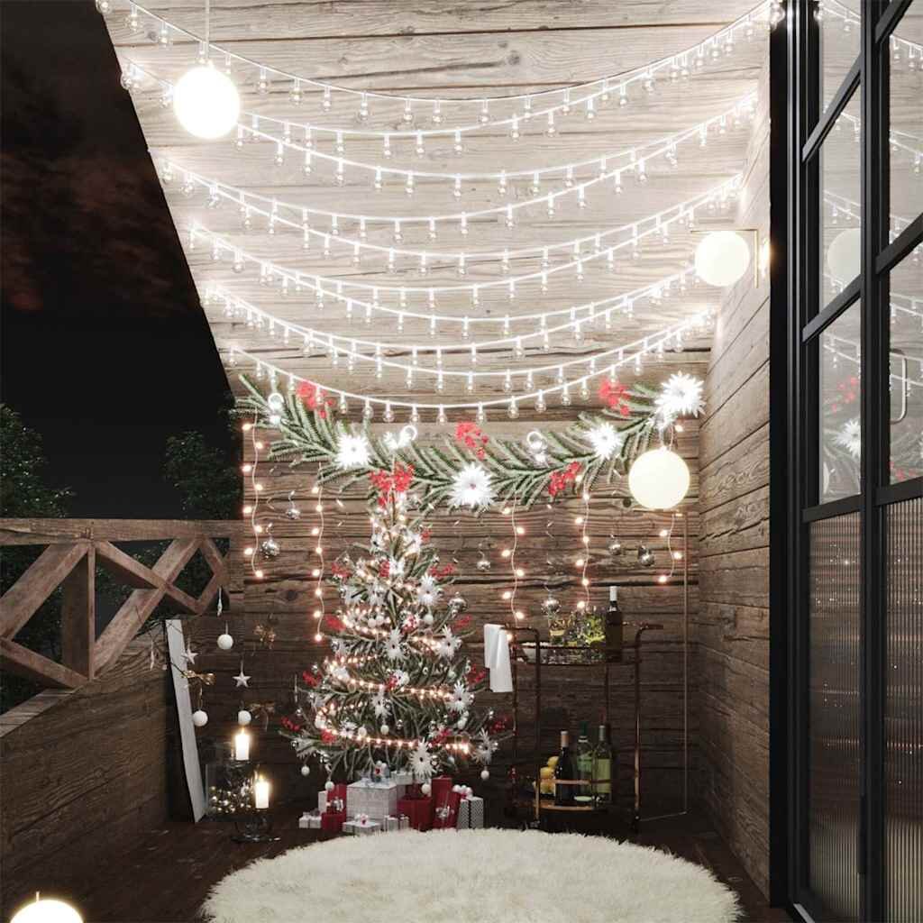 vidaXL Светещи топки стрингове 20 м 200 LED студено бели 8 функции