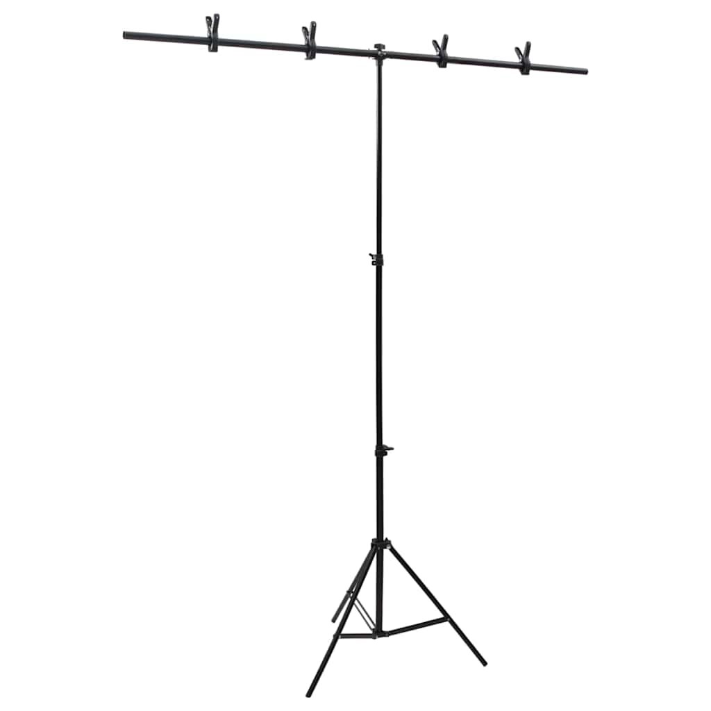 vidaXL T-образна стойка за фон черна 151x60x(70-200) см