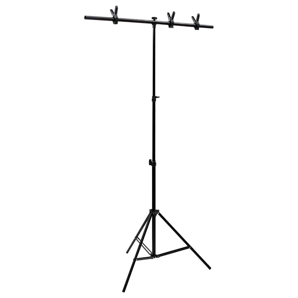 vidaXL T-образна стойка за фон черна 91x60x(70-200) см