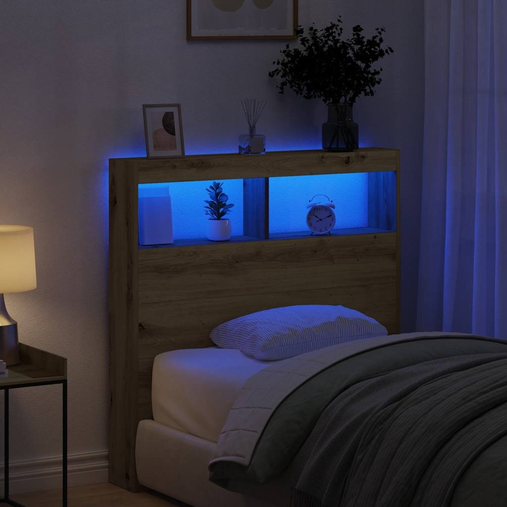 vidaXL Табла шкаф с LED Дъб артизан 100x17x102 см