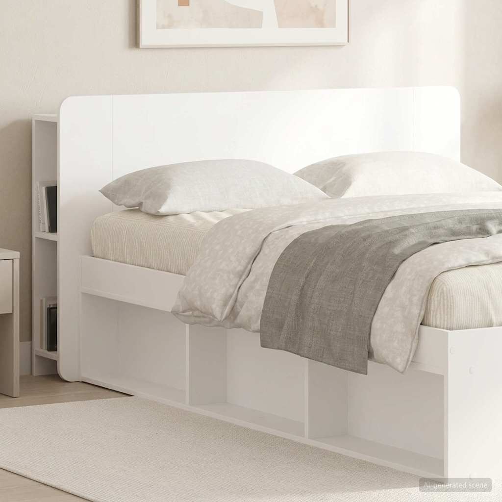 vidaXL Табла за легло Бял 135 x 185 x 80 см Инженерен дървен материал