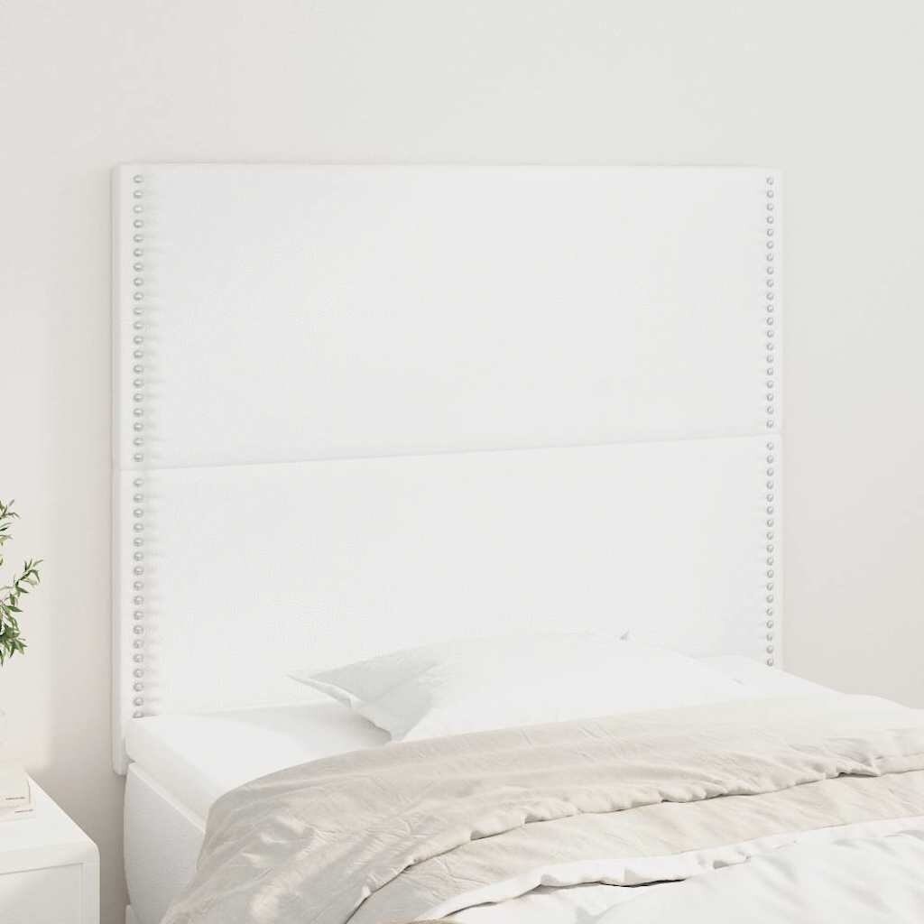 vidaXL Табла за легло бяла 100x5x118/128 см изкуствена кожа