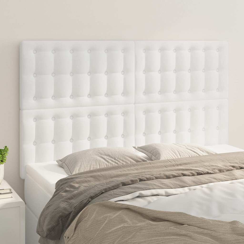 vidaXL Табла за легло бяла 144x5x118/128 см изкуствена кожа