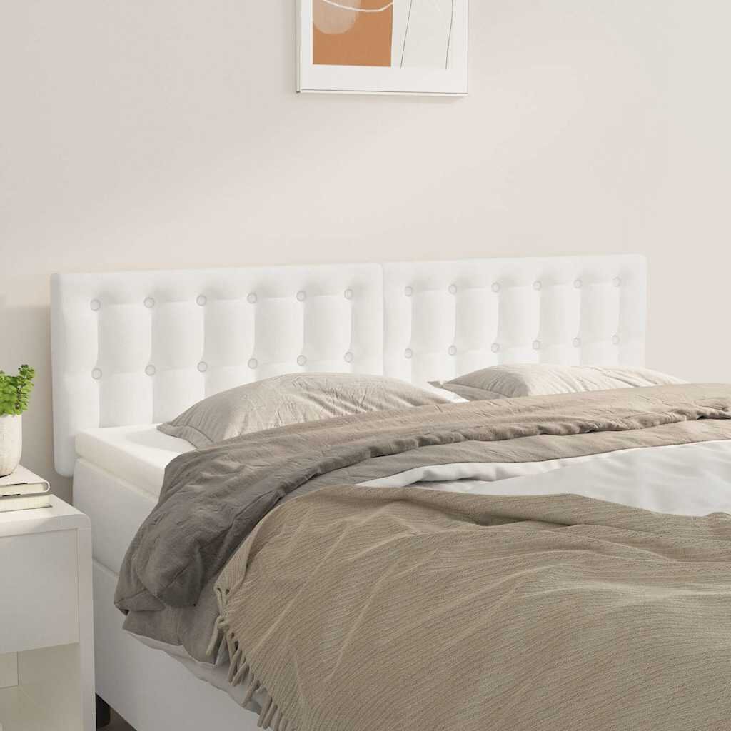 vidaXL Табла за легло бяла 144x5x78/88 см изкуствена кожа