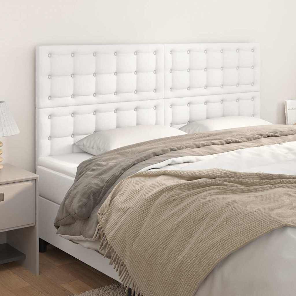 vidaXL Табла за легло бяла 160x5x118/128 см изкуствена кожа
