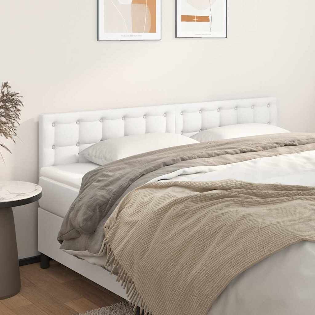 vidaXL Табла за легло бяла 200x5x78/88 см изкуствена кожа