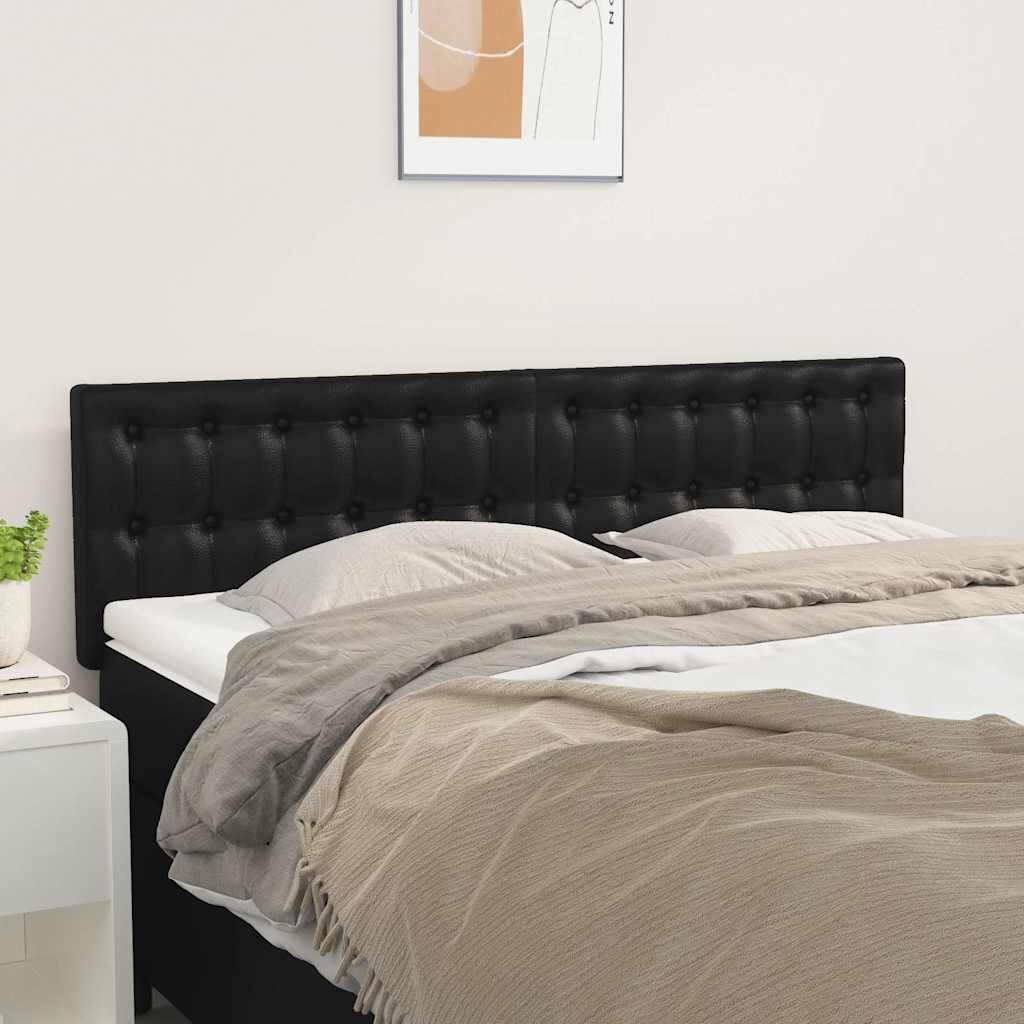 vidaXL Табла за легло черна 144x5x78/88 см изкуствена кожа
