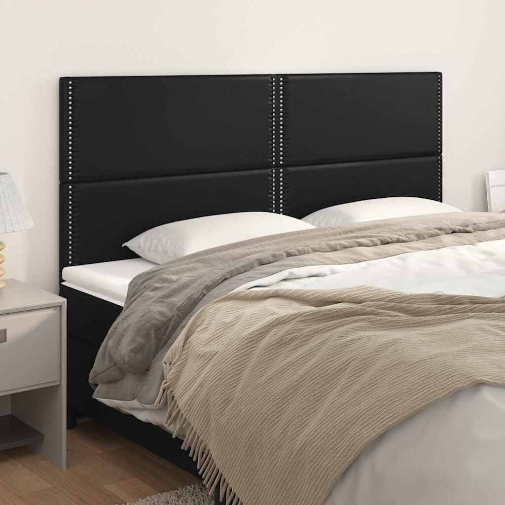 vidaXL Табла за легло черна 200x5x118/128 см изкуствена кожа
