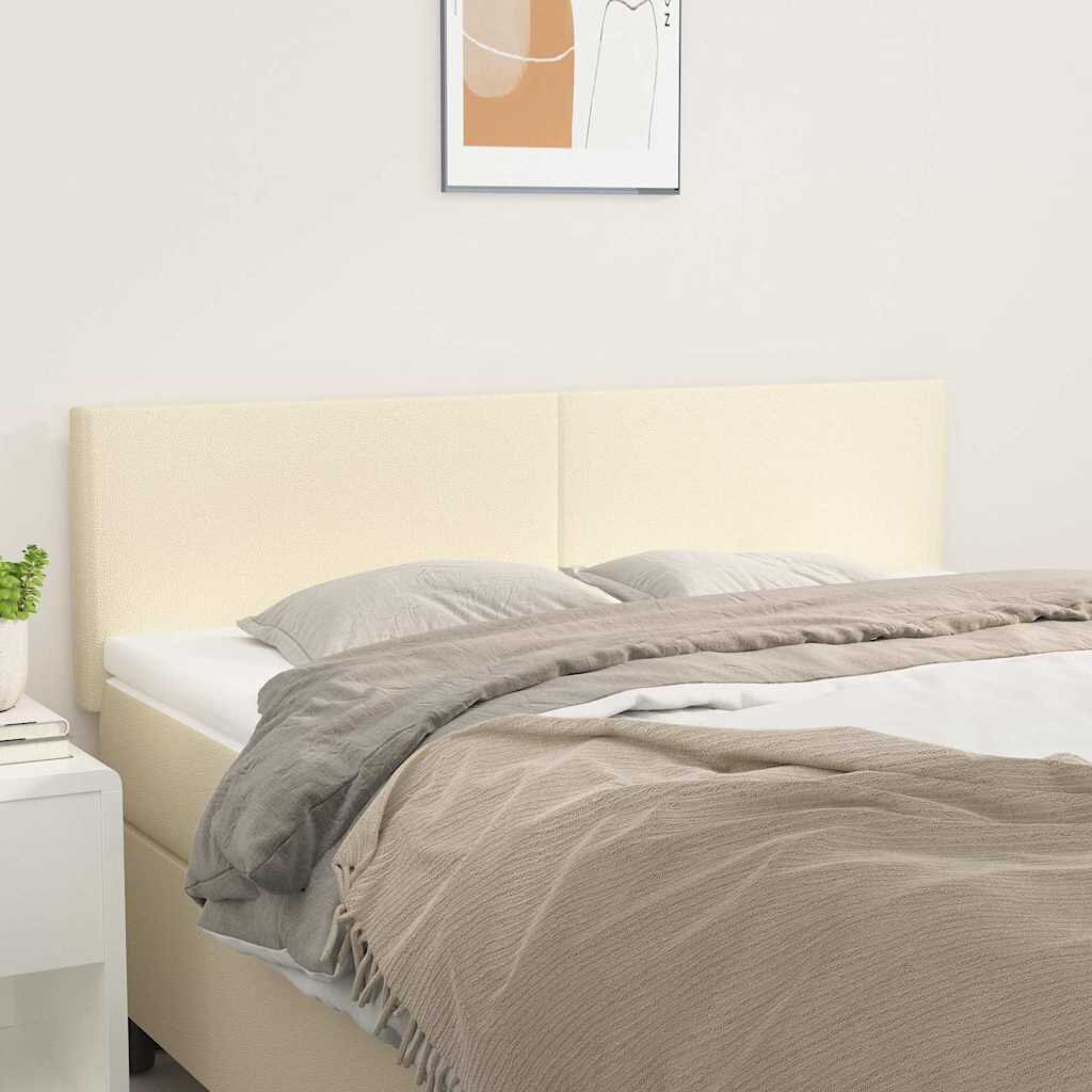 vidaXL Табла за легло кремава 144x5x78/88 см изкуствена кожа