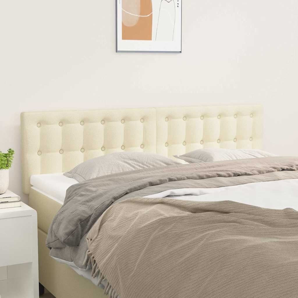 vidaXL Табла за легло кремава 144x5x78/88 см изкуствена кожа