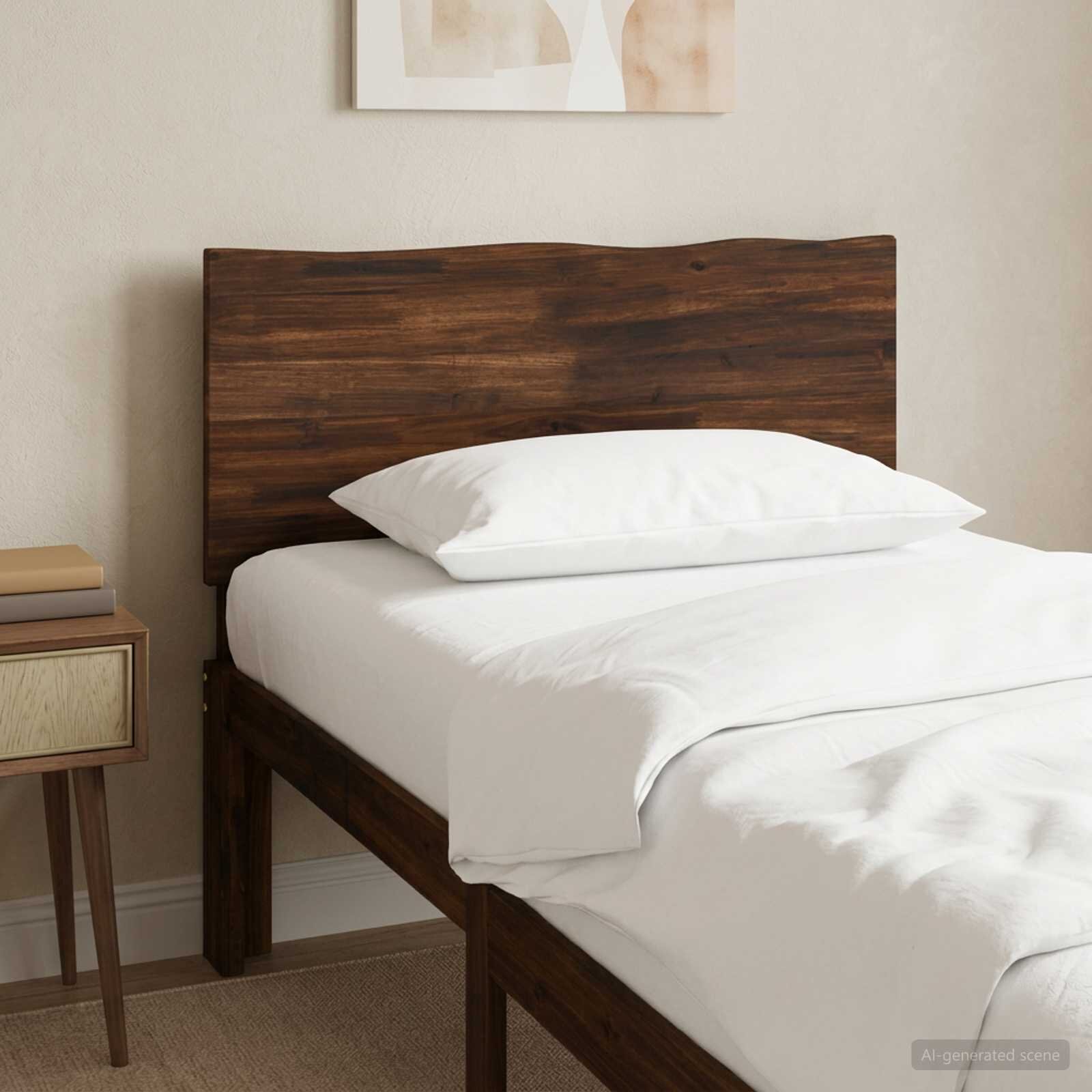 vidaXL Табла за легло с естествен ръб ROSTOCK Тъмен кафяв 75 см