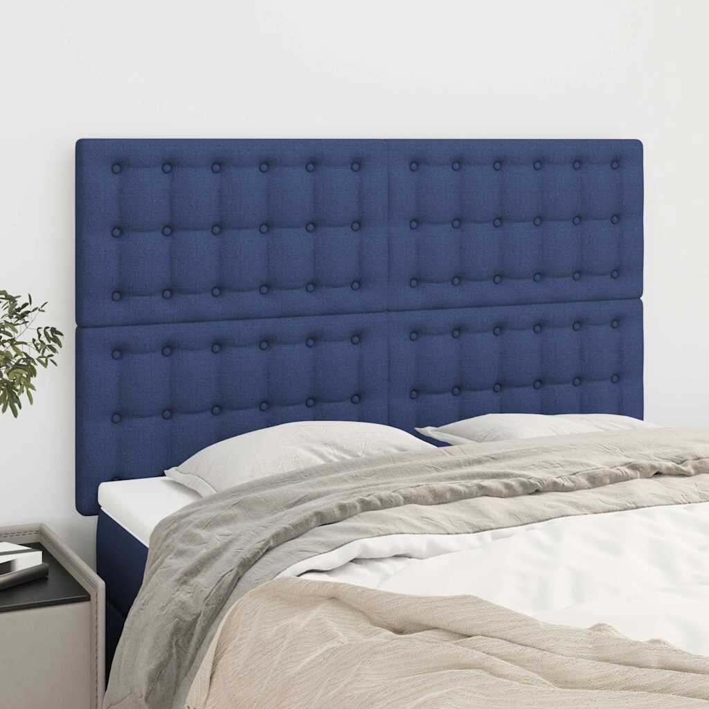 vidaXL Табла за легло синя 144x5x118/128 см плат