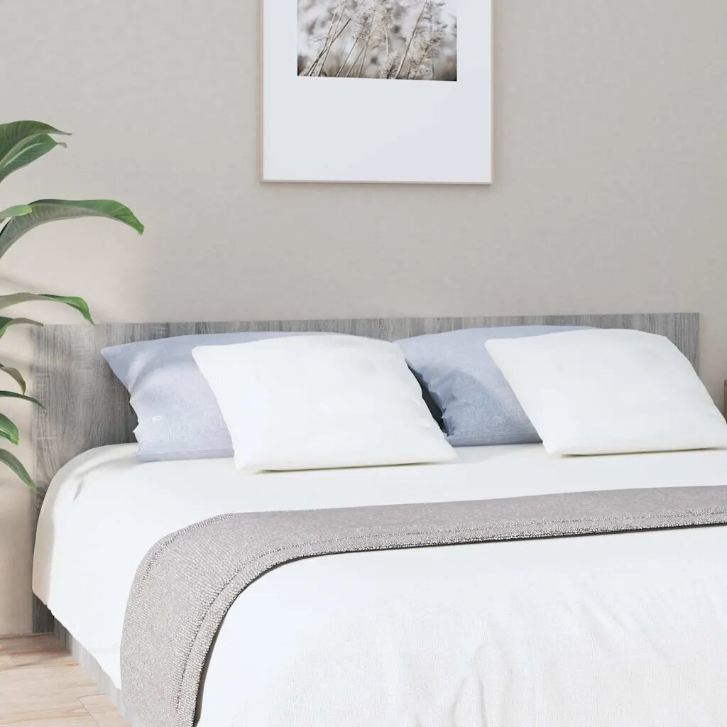 vidaXL Табла за легло сив сонома 200x15x80 см инженерна дървесина