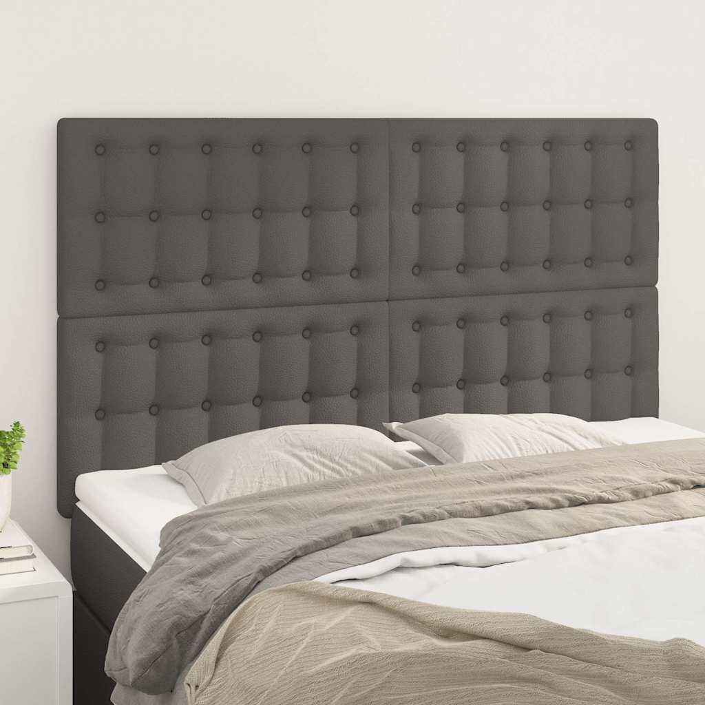 vidaXL Табла за легло сива 144x5x118/128 см изкуствена кожа