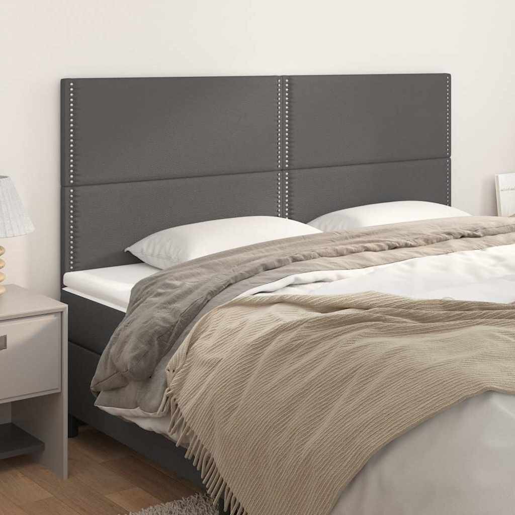 vidaXL Табла за легло сива 200x5x118/128 см изкуствена кожа