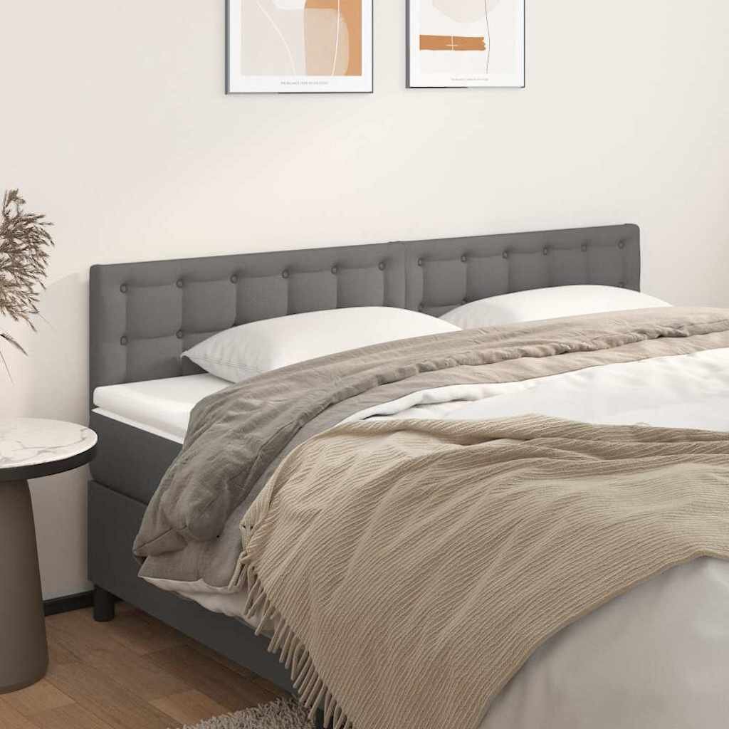 vidaXL Табла за легло сива 200x5x78/88 см изкуствена кожа