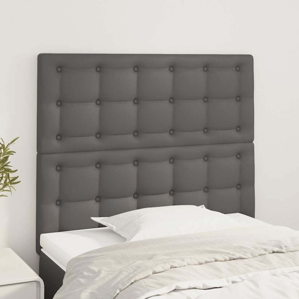 vidaXL Табла за легло сива 80x5x118/128 см изкуствена кожа
