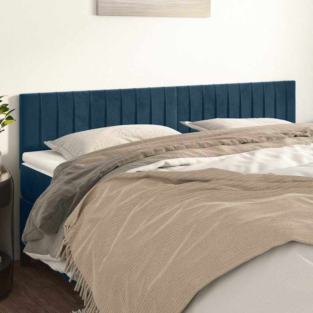 vidaXL Табла за легло тъмносиня 200x5x78/88 см кадифе
