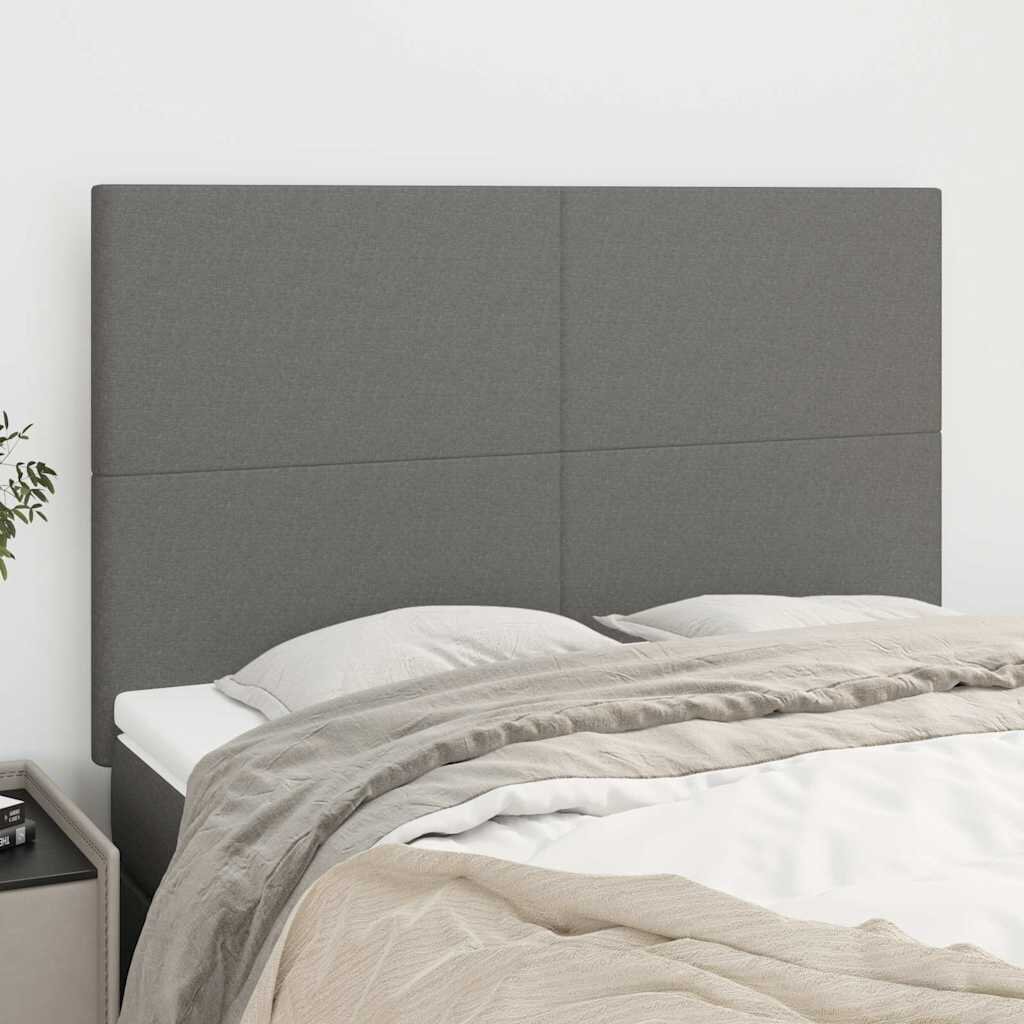 vidaXL Табла за легло тъмносива 144x5x118/128 см плат