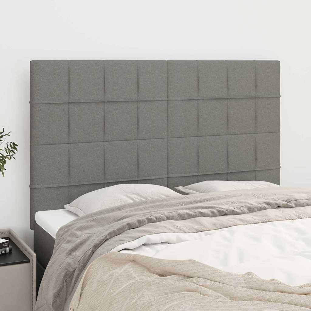 vidaXL Табла за легло тъмносива 144x5x118/128 см плат