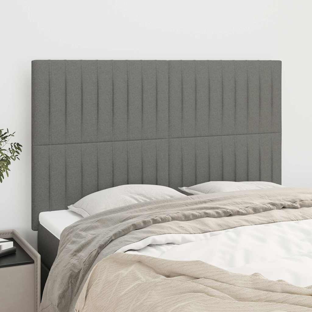 vidaXL Табла за легло тъмносива 144x5x118/128 см плат
